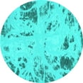thumbnail image 1 of Ahgly Company Indoor Round Oriental Turquoise Blue Modern Area Rugs, 7' Round, 1 of 4