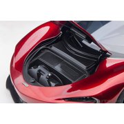 McLaren Speedtail Volcano Red Metallic with Black Top and Suitcase Accessories 1 18 Model Car by Autoart