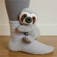 thumbnail image 2 of 3D Knit Animal Socks, Animal Socks Hand Crocheted, Double-Layer Cotton, Warm Embrace, Novelty Floor Sock (1 Pair, Style-g), 2 of 2