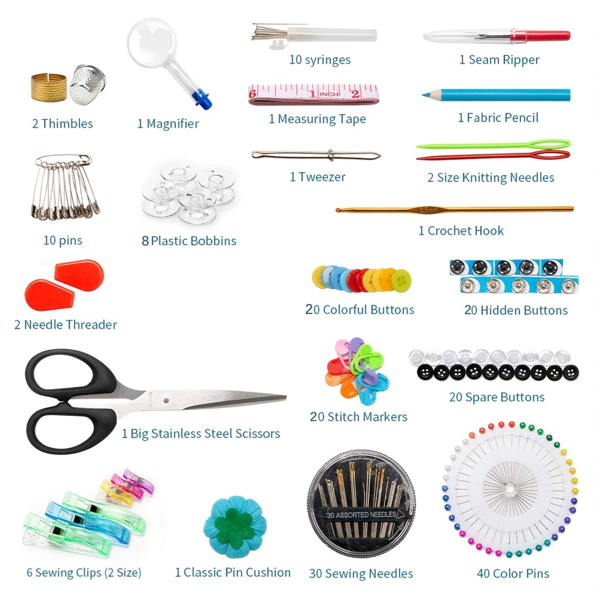 230PCS Sewing Kit, Balomy Sewing Supplies for Home Travel and Emergency, Portable Beginners Travel Thread Stitches Needles Button Set with Cut, Thread Needle Storage Box for DIY （Black）