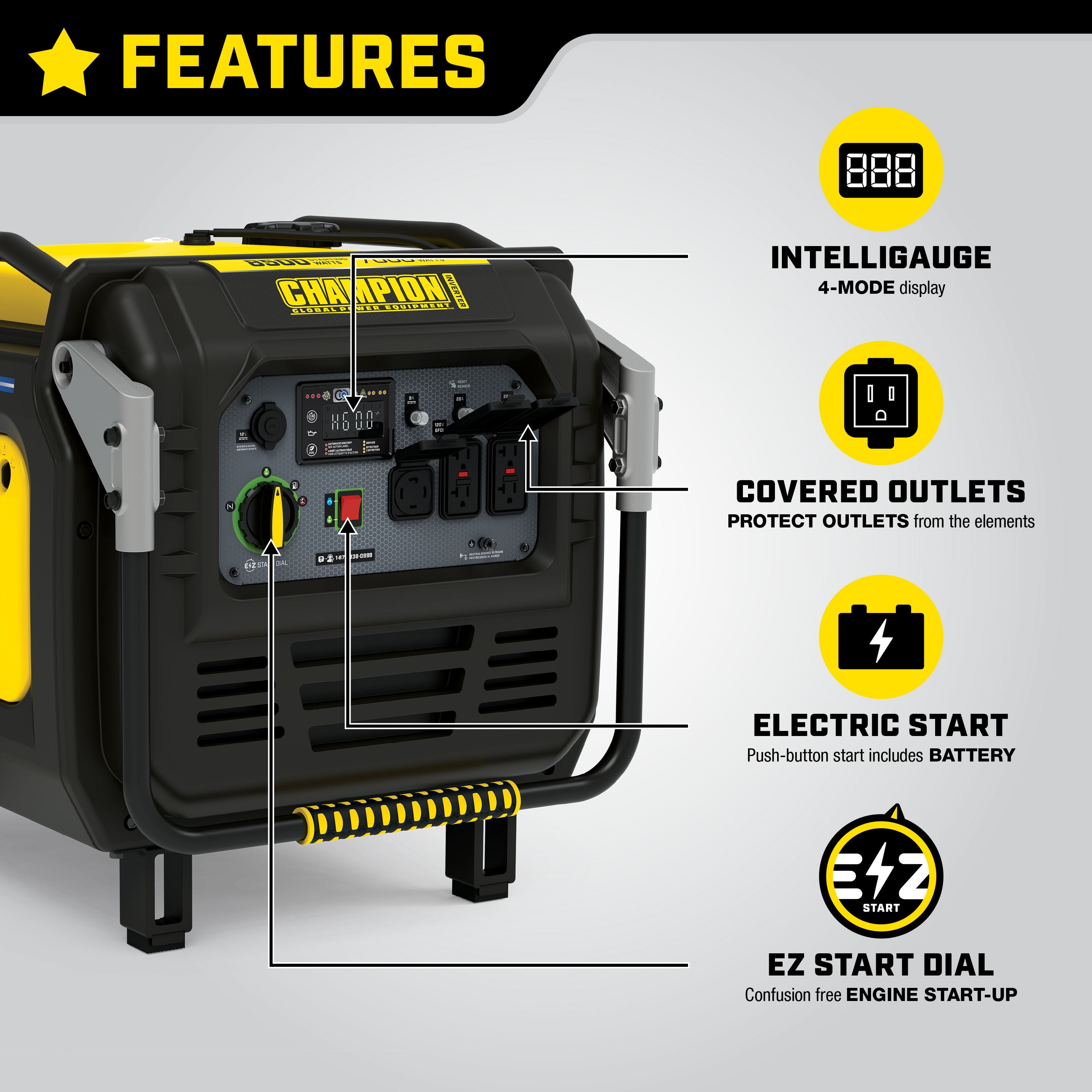 Champion Power Equipment 8500-Watt Inverter Generator with Quiet Technology and CO Shield®