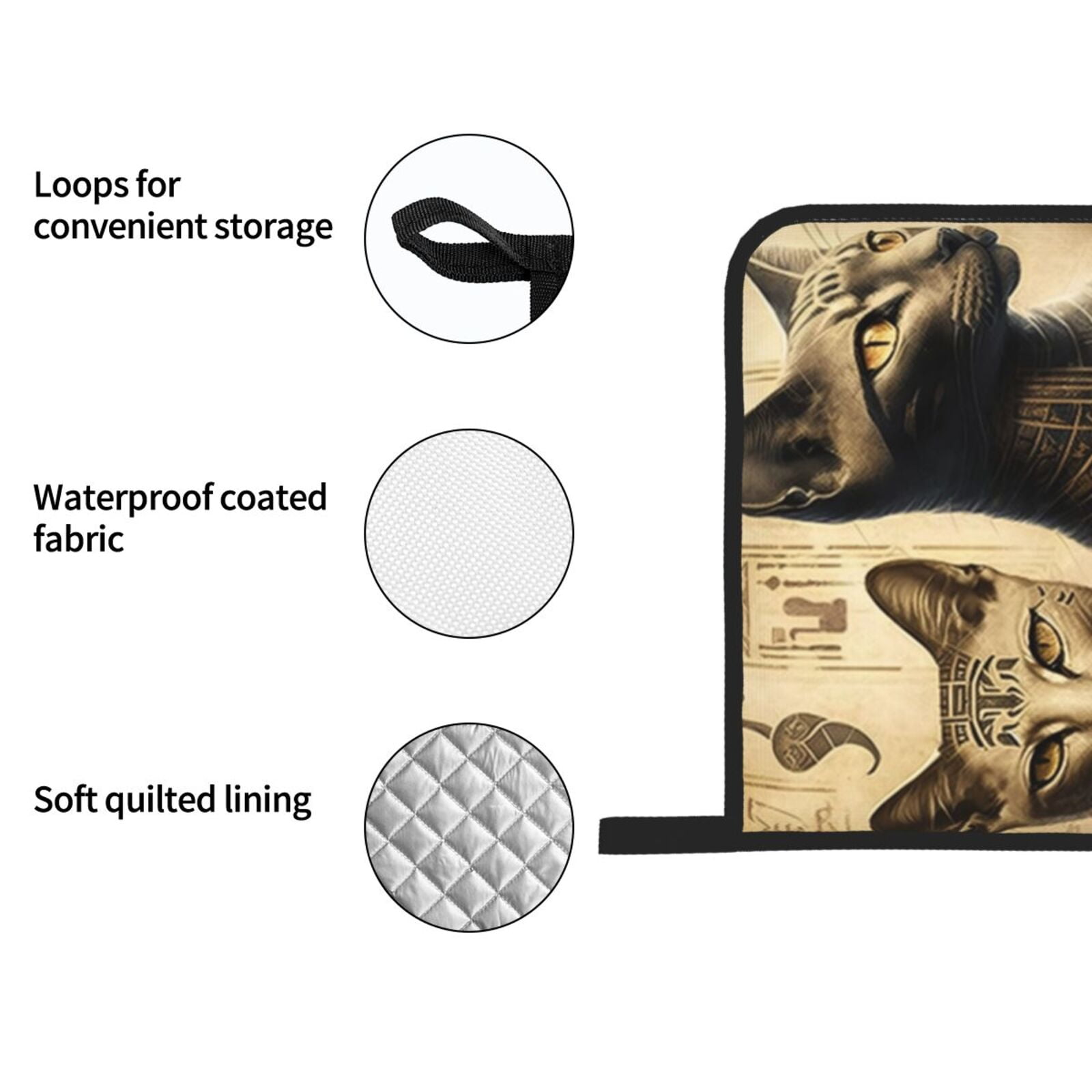 Egyptian Cats Hieroglyphs Vintage 4Pcs Oven Mitts and Pot Holders Sets Oven Kitchen Gloves Hot Pads for Cooking BBQ Baking Grilling