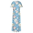 thumbnail image 4 of Viikei Womens Summer Dresses,Elegant Short Sleeve Dress for Women,Women's Plus Printed Casual Short Sleeve Round Neck Pleated Pocket and Ankle Dress Sky Blue XXXXL, 4 of 6
