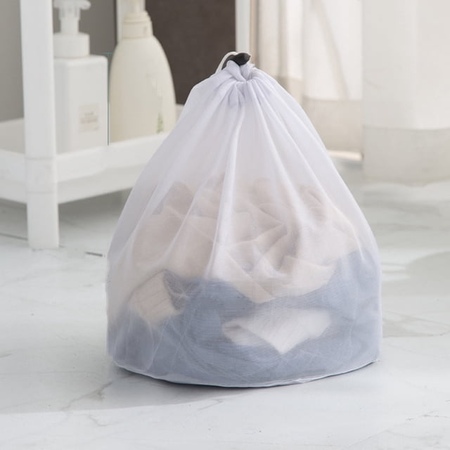 Bolsa de malla para la colada Ycolew con cordón para prendas delicadas, lavadora, viajes, universidad, ropa sucia/red, grande, resistente, reutilizable, plegable, color blanco