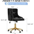 thumbnail image 3 of Velvet Armless Home Office Desk Chair, Swivel Height-Adjustable Small Cute Vanity Chair for Women/Girls, Comfy Makeup Chair with Rivet and Gold Base for Living Room, Bedroom(Black), 3 of 18