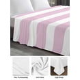 thumbnail image 6 of Pink Stripe California King Size Flat Sheet, Wrinkleproof & Fadeproof Cooling Flat Bed Sheet Only, Modern Simple Geometric White Striped Breathable Soft Bedding Top Sheets 108 x 98 Inches, 6 of 8
