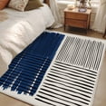 thumbnail image 4 of Area Rugs for Living Room Bedroom, Navy Blue Striped 4'x6' Rug Washable Carpet Runner Indoor Outdoor, Farmhouse Stripes Modern Abstract Art Non Slip Accent Floor Mats Rug for Kitchen, Office, 4 of 8