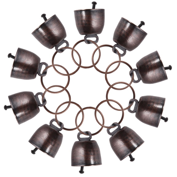 LOLIPPYY Set of 10 Handheld Metal Cowbells in Dark Brown with Loud Clear Jingles for Football Games and Sports Cheering