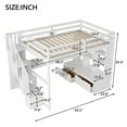thumbnail image 5 of Euroco Modern Wood Full Size Loft Bed with Desk and Shelves, Storage Staircase and Drawers for Kids Teens, White, 5 of 11