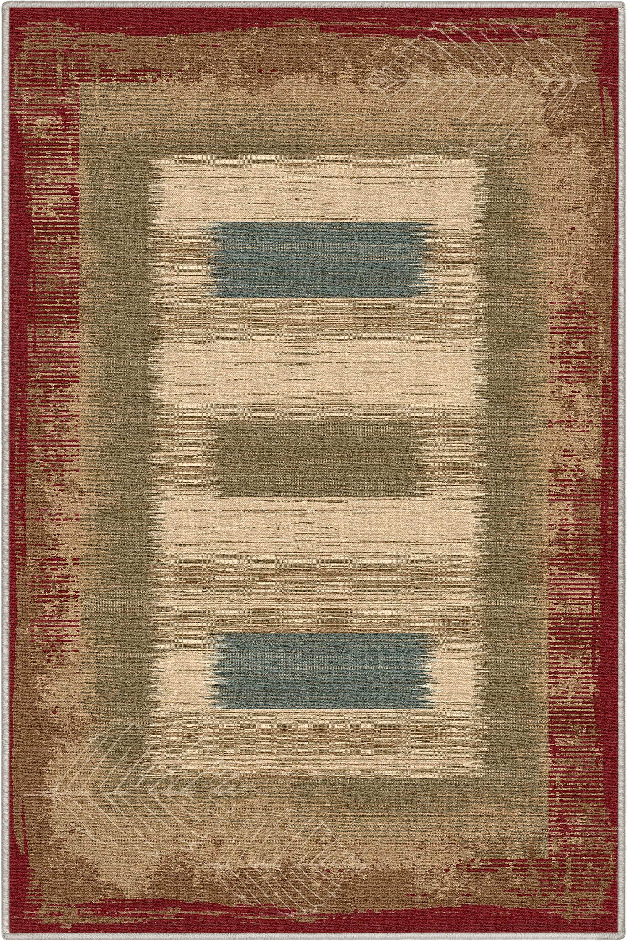 Well Woven Apollo Border Contemporary Red 3'3" x 5' Area Rug for Living Room Dining Room Bedroom and Kitchen