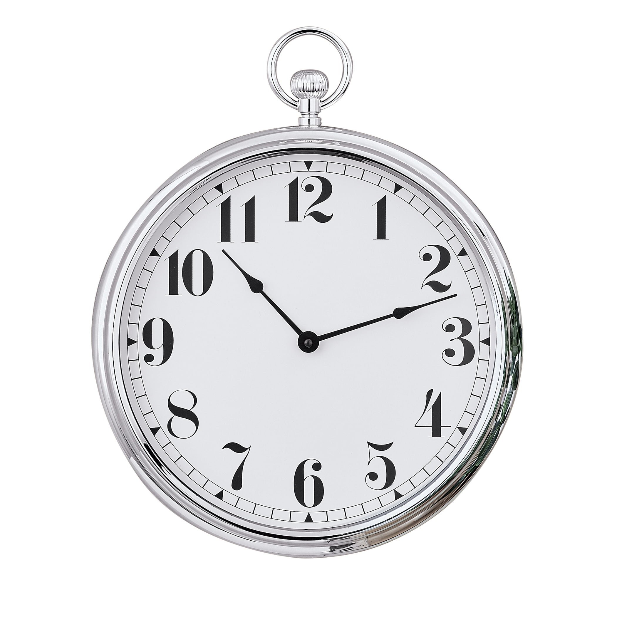 Collections Etc. - Faux Chrome Old-Time Pocket Watch Design Wall Clock ...