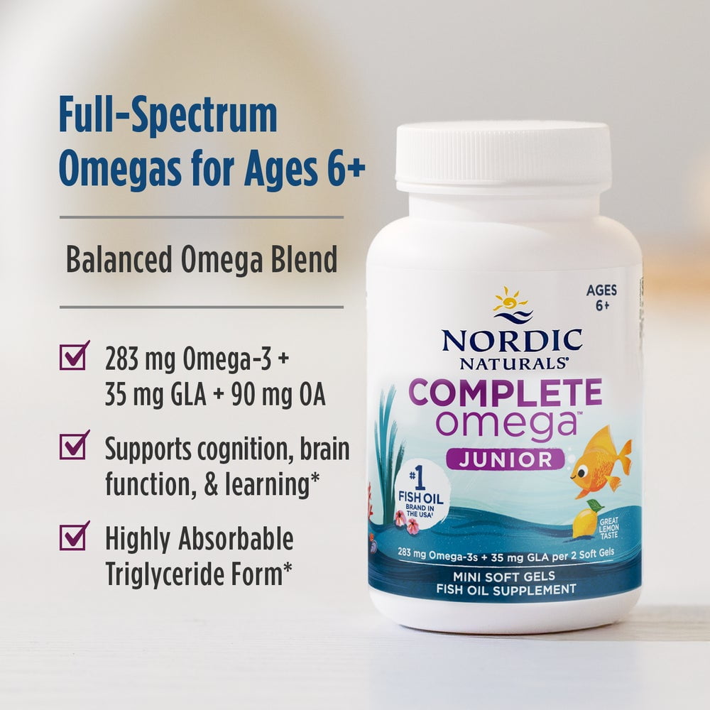 Nordic Naturals Complete Omega Junior Softgels, 518 Mg Omegas 3-6-9, 180 Ct