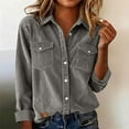 thumbnail image 4 of Posijego Corduroy Shirts for Women Vintage Long Sleeve Button down Shirts Spring Casual Collared Outerwear Jacket, 4 of 9