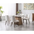thumbnail image 3 of Guyou Dining Chairs Set of 2, Mid Century Modern Linen Upholstered Farmhouse Side Chairs with Nailhead and High Back for Kitchen Restaurant, Cream, 3 of 15