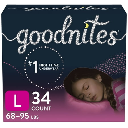 Goodnites Girls  Nighttime Bedwetting Underwear  L (68-95 lb.)  17Ct