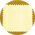thumbnail image 1 of Ahgly Company Machine Washable Indoor Round Solid Yellow Modern Area Rugs, 4' Round, 1 of 4