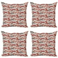 thumbnail image 1 of Ambesonne Mushroom Throw Pillow Cover 4 Pack, Forest Fall on Polka Dots, 16", Orange Dark Coral Tan, 1 of 2