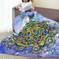 thumbnail image 2 of Peacock flannel Throw Blanket Soft Lightweight Warm Cozy Plush Blanket for Couch Bed Sofa 80"X60", 2 of 6