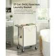 thumbnail image 3 of 140L Laundry Sorter 2-Section Laundry Basket with Wheels Rolling Laundry Hamper with Removable Liner Cream White, 3 of 7