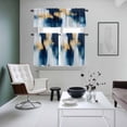 thumbnail image 5 of Abstract Watercolor Kitchen Curtains Valances and Tiers Set of 3 Graffiti Art Gold Blue Gradient Tier Curtains and Valance with Rod Pocket for Small Windows, 27.5"x24", 5 of 9