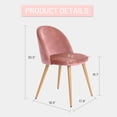 thumbnail image 4 of Homylin Modern Velvet Armless Dining Chair Set of 1, Mid Back Upholstered Seat with Oak Legs, Ideal for Home Office Kitchen Living Room, Pink, 4 of 7
