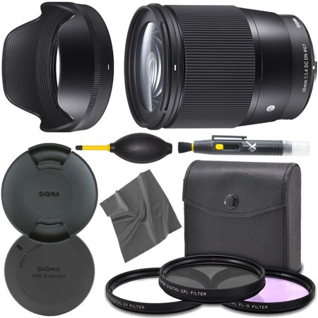 Sigma 16mm f/1.4 DC DN: (402965) Contemporary Lens for Sony E + AOM Pro Starter Bundle Kit - International Version (1 Year AOM Warranty)