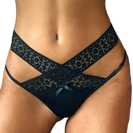 

QWERTYU Womens Lingerie Comfort Tanga Sexy Stretch High Leg Panty Soft Cheeky Underwear Black L