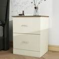 thumbnail image 6 of STYLIVIA 2-Drawer Nightstand Modern Ivory, Knotty Oak 18.7" W x 15.7" D x 23.7" H, 6 of 9
