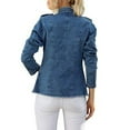 thumbnail image 4 of Fayshow0 Save Up under 50% Plus Size Womens Jean Jackets Lightweight Women Denim Jacket Long Sleeve Loose Tassels Denim Coat Outwear,Blue XL, 4 of 9