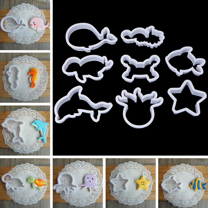 8Pcs Sea Creatures Cookie Cutter Mold Fondant Cake Tools Biscuit Moulds Creative 