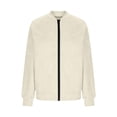 thumbnail image 5 of Womens Suede Jacket Full Zip Bomber Jackets Long Sleeve Open Front Lightweight Coats Faux Suede Leather Coat Outwear, 5 of 5