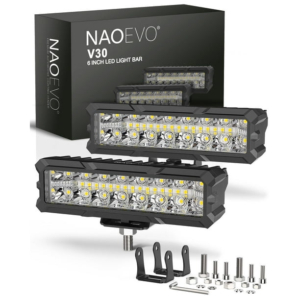 Barra de luces LED NAOEVO de 6 pulgadas, 50 W, 4000 lúmenes, combinación Spot & Flood
