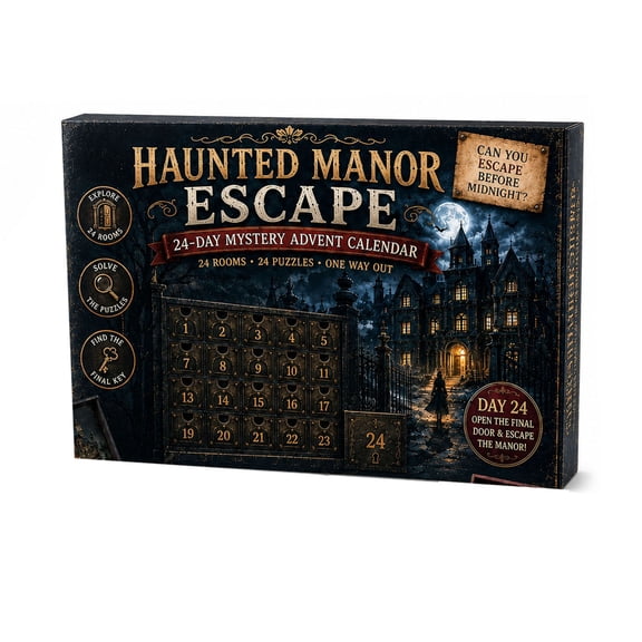 24-Day Mystery Adventure Advent Calendar, Christmas Puzzle Game with 6 Story Themes Open A New Discovery Every Day Escape Room Countdown Gift for Family Teens & Adults (Haunted Manor)