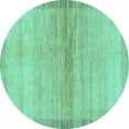 thumbnail image 1 of Ahgly Company Machine Washable Indoor Round Abstract Turquoise Blue Modern Area Rugs, 3' Round, 1 of 4