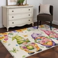 thumbnail image 4 of Watercolor Floral Gnomes Area Rug 4'x6', Spring Garden Butterflies Beige Washable Non-Slip Rugs, Low Pile Large Carpet for Living Room Bedroom Dining Room Kitchen Office Indoor Mat, 4 of 9