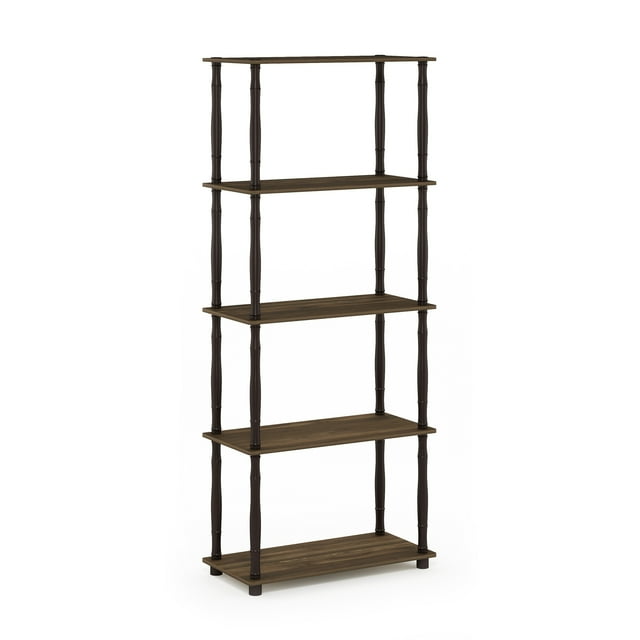 Furinno 18032CWN/BK Porte-étagère Multifonctions à 5 Niveaux avec Tubes Classiques, Columbia Noyer/noir