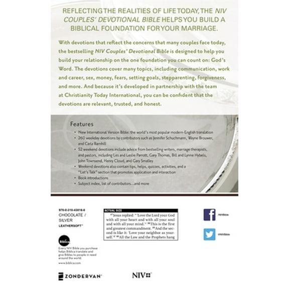 Pre-Owned Couples' Devotional Bible-NIV (Unknown) 0310438160 9780310438168