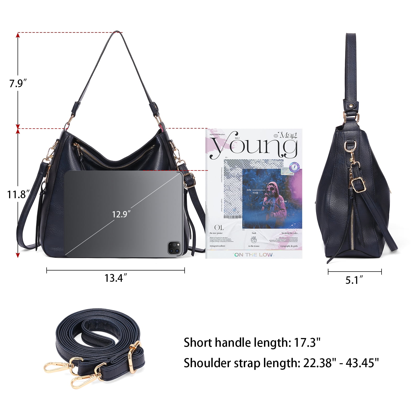 GAEKEAO Hobo Bag for Women Large Soft Leather Shoulder Bag with Adjustable Strap, Slouchy Crossbody Handbag for Daily Work