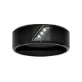 thumbnail image 3 of Men's Black Stainless Steel Diamond Accent Wedding Band, 3 of 5