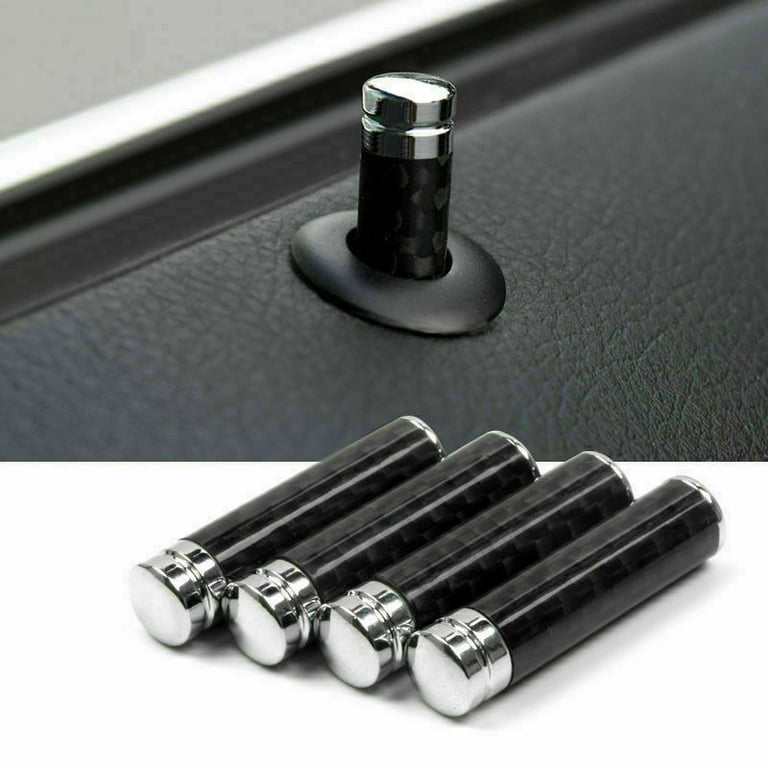 4X Silver Aluminum Door Lock Stick Knob Pull Pins Cover Car