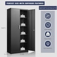thumbnail image 3 of Metal Storage Cabinet with Adjustable Shelves, Garage Storage Cabinet with Doors and Shelves, File Cabinets for Home Office, Kitchen Pantry Cabinet, 71'H, Black, 3 of 8