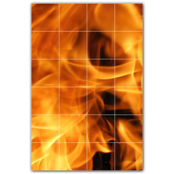 Picture-Tiles.com: Fire Ceramic Tile Wall Mural WAL500607-46XL. 48"W x 72"H using (24) 12" x 12" Ceramic Tiles-Satin Finish