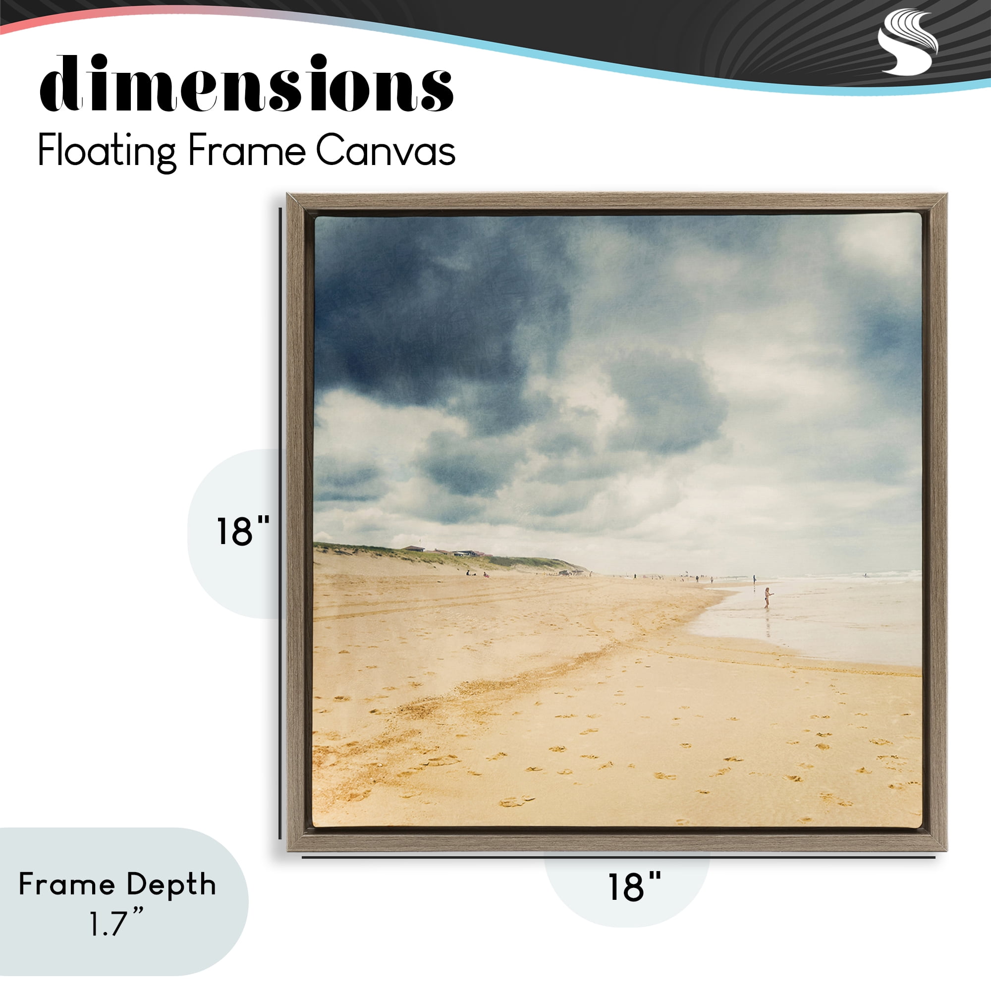 Stupell Industries Beach On A Cloudy Day Brown Framed Floater Canvas Wall Art, design by Dirk Wüstenhagen