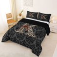 thumbnail image 2 of Castle Fairy Leopard Bow Letter K Full Size Comforter Sets 3 Pieces for Women,Gothic Theme Bedding Sets,Black Reversible, 2 of 6