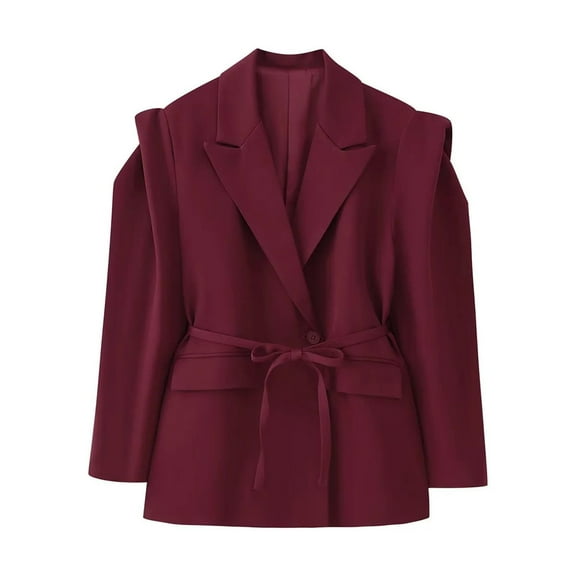 XPMWRP Women's Blazers Business Dressy Evening Party Coats Long Sleeve Open Front Lapel Suit Jackets Work Blazer with Pockets Red S