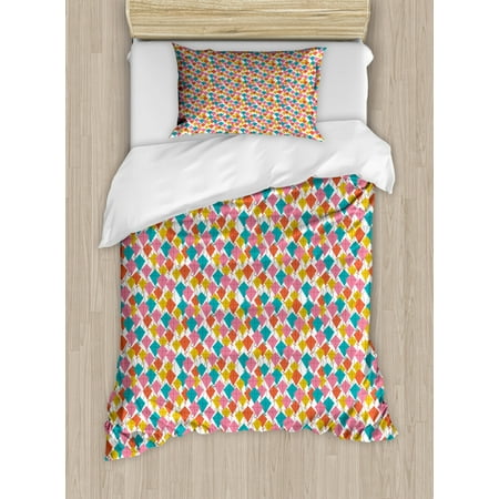 Kites Duvet Cover Set Twin Size Geometric Colorful Vintage Kites Duvet Cover Set Twin Size