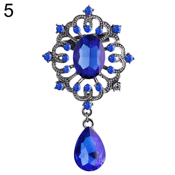 Ayyufe Women's Luxury Rhinestone Alloy Brooch Pin Large Waterdrop Pendent Party
