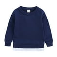 thumbnail image 3 of FAOWME Boys Girls 2 Pcs Sweatshirt Hoodie Pullover Tops Sweat Suit Unisex Long Sleeve Hoody Tops + Elastic Waist Shorts Pockets Set Navy 4-5 Years, 3 of 8