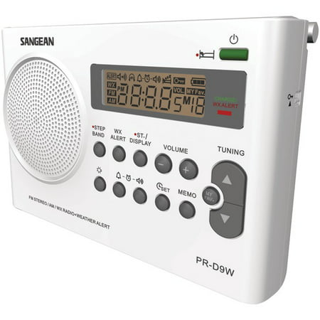 Sangean PR-D9W Portable AM/FM/NOAA Alert Radio with Rechargeable Battery