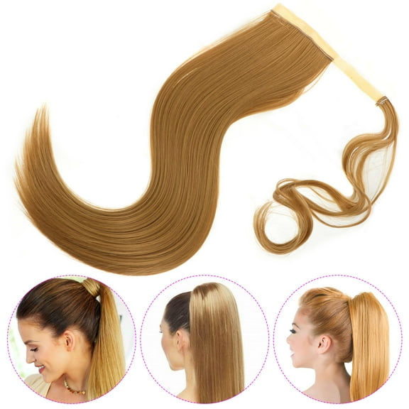 MEIBUTYUP Curly Ponytail Hair Extension Light Brown Synthetic Hairpiece for Women 1 Piece Easy to Attach
